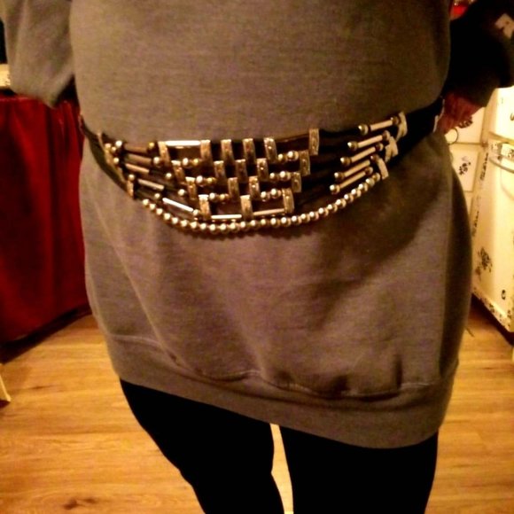 1970 silver tone and black rope belt. SHIPS FREE main image 5